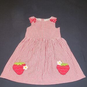 Counting Daisies Strawberry Delight Sleeveless Red Gingham Girl's Size 6 Dress